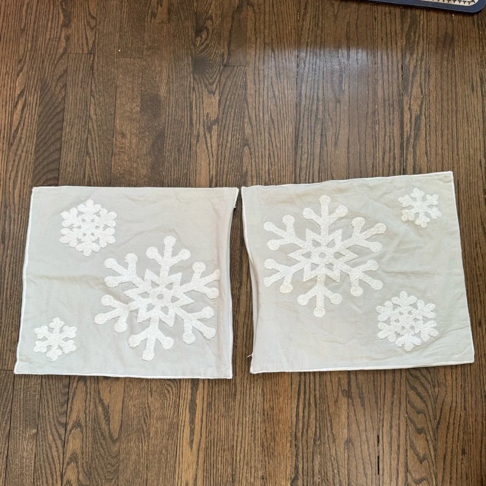 Two 17x16 Snowflake Pillowcases